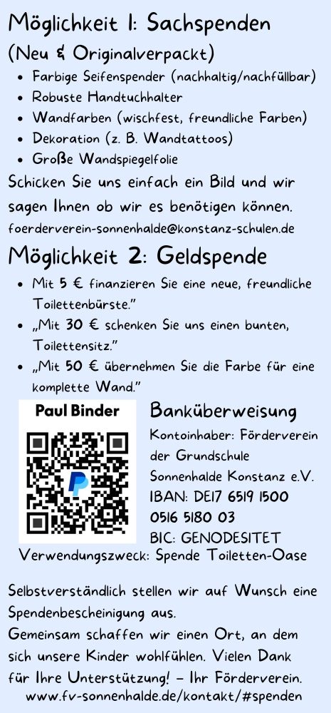Spendenaufruf Toilette